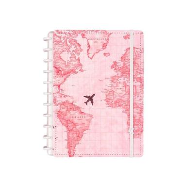 Imagem de Caderno Inteligente By Gocase Mapa Mundi Rosa Grande - 90g/m² Com 80 Folhas