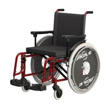 Imagem de Cadeira de Rodas Agile Assento 44cm Vermelha Metal Jaguaribe