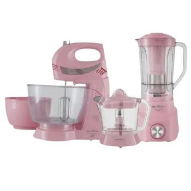 Imagem de Kit Cozinha 3 em 1 BKT51R com Batedeira Liquidificador Espremedor Rosa