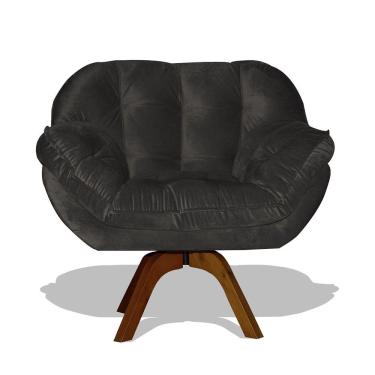 Imagem de Poltrona Giratória Miami Suede Base de Madeira - SSX Multicoisas