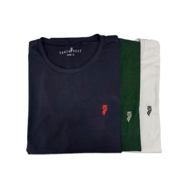 Imagem de Kit Camiseta Gg - Azul Marinho/Verde/Branca - Santa Vest