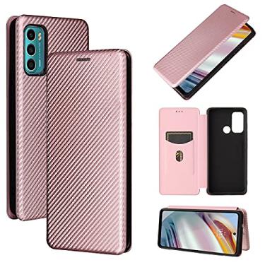 Imagem de YUNCHAO Caixa de telefone Para Motorola Moto G60 / G40 Fusion Textura de fibra de carbono Flip Horizontal TPU + PC + PU Caso de couro com slot de cartão capa para celular