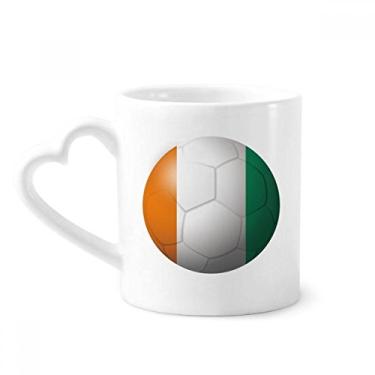 Imagem de Caneca de futebol com bandeira nacional Coate d'Ivoire café cerâmica copo de coração de vidro