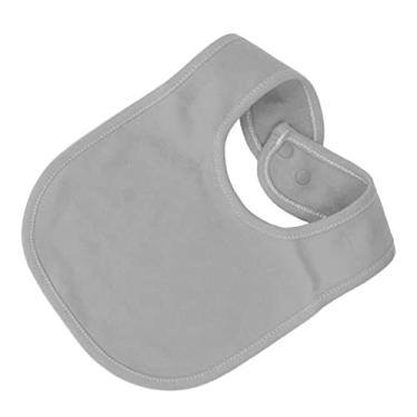 Imagem de Tecido de bebê Dupla Camada Fácil de Usar Babete de Algodão Macio Cor Pura Lavável na Máquina Absorção de água Com Botão de Alimentação do bebê (Cinza)