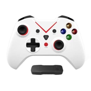 Imagem de Controlador de jogos sem fio para Xbox Series S/Series X/One S/One X/360/One/PS3/PC/PC 360/Windows 7/8/10/11, Vibração dupla embutida com conexão 2.4GHz, Carregamento USB, Luz de fundo LED (branco vermelho)