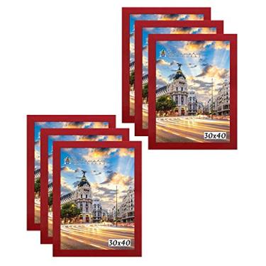 Imagem de Kit 6 Porta Retrato Molduras 30x40 Vermelho