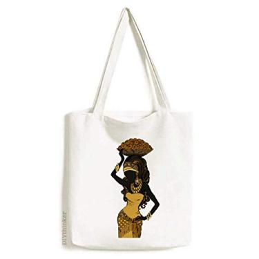 Imagem de Vestidos africanos negros, vestidos aborígenes, sacola de lona, bolsa de compras, bolsa casual