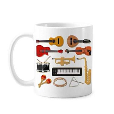 Imagem de Caneca de cerâmica de cerâmica para guitarra trombone de piano elétrico, copo de porcelana de café