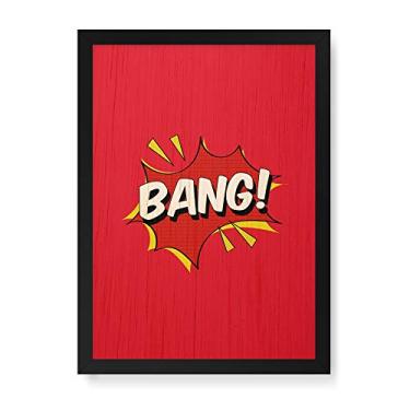 Imagem de Arte Maníacos Quadro Decorativo em Madeira Bang Fundo Vermelho - 23x16,25cm (Moldura caixa em laca preta)