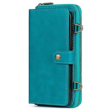 Imagem de LXURY Capa de telefone carteira para Google Pixel 7 Pro/7, capa de couro destacável com 13 compartimentos para cartão e capa protetora à prova de choque de corpo inteiro, azul, 7 pro 6,7 polegadas