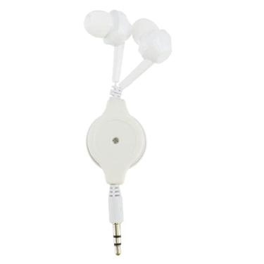 Imagem de OSALADI fone de ouvido estéreo retrátil mini fone de ouvido com fio para duas pessoas fone de ouvido de 3,5 mm Fones de ouvido retráteis sobre a orelha tampões de ouvido microfone branco