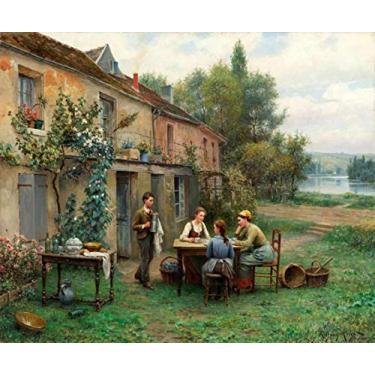 Imagem de Café no Jardim de Daniel Ridgway Knight - 30x36 - Tela Canvas Para Quadro