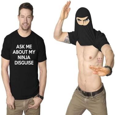 Imagem de Ask Me About My Ninja Disguise Camiseta Engraçada Fantasia Gráfica Humor, Preto, P