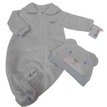 Imagem de Macacão Longo Bebê Menino + Touca Inverno Paraiso Ref 13135 - Azul pastel - GG ( 9 - 12 MESES )-Masculino
