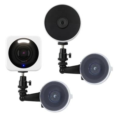Imagem de VVHOOY Pacote com 2 suportes de janela compatíveis com Wyze Cam v4/v3, bateria Google Nest Cam - 2ª geração, suporte de ventosa para câmera, ângulo ajustável, suporte de parede sem perfuração, suporte