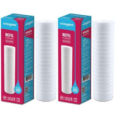 Imagem de Kit 2 Refil Acqua 230RH 9.3/4` POE Filtro Acquabios Caixa de Água Ranhurado