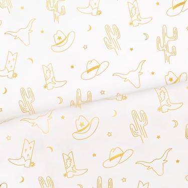 Imagem de Hi Sasara 30 folhas de papel de seda ocidental dourado, 51 x 71 cm, chapéu de vaca ocidental dourado e botas de menino de vaca para sacolas de presente, papel de seda de vaca dourado para aniversário