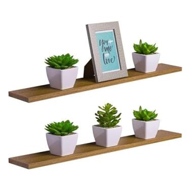 Imagem de Kit 2 Prateleiras 70 x 10cm Freijó Suporte Invisível