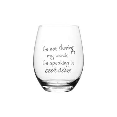 Imagem de Lushy Wino – I'm Not Slurring My Words. I'm Speaking in Cursive. Bonita, novidade, gravada, sem haste, 510 g com frases engraçadas em caixa de presente