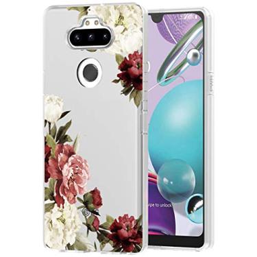 Imagem de Vavies Capa para LG Aristo 5 Plus/K31/Risio 4/LG Phoenix 5/Fortune 3 Capa de telefone para meninas, capa protetora fina à prova de choque transparente macia flexível TPU para LG K31 (flor de flor)