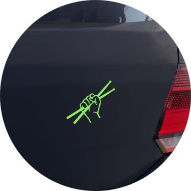 Imagem de Adesivo de Carro Baquetas ao Ar Bateria Percussão - Cor Verde Claro - 