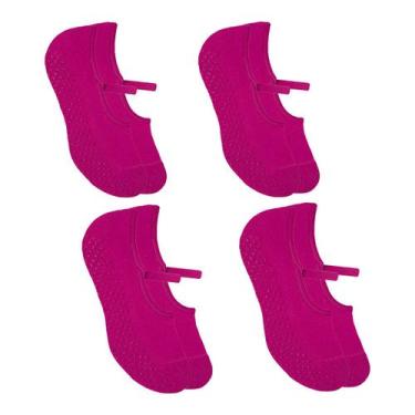 Imagem de 4 Pares De Meias Femininas Selene Pilates Antiderrapante Com Viés, Pin