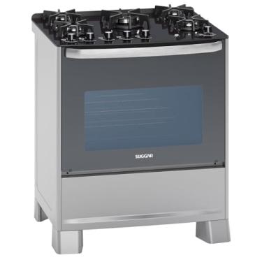 Imagem de SUGGAR FOGÃO MASTER GRILL PRATA MESA DE VIDRO 5 BOCAS TRIPLA CHAMA GRILL 110V TREMPE FERRO FUNDIDO ACENDIMENTO SUPERAUTOMÁTICO FGVMTG511PRIX