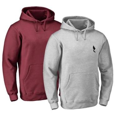 Imagem de Kit 2 Moletom Masculino Bolso Canguru Casual Capuz Conforto - Polo Blu