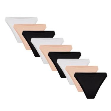 Imagem de Kit 9 Calcinha Biquini Trifil de Poliamida Varias Cores 4404, M, Preto