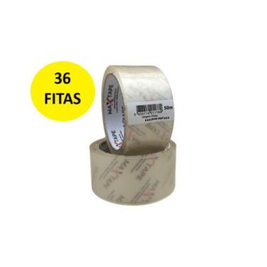 Imagem de 36 Fita Adesiva Larga 50m (50 metros x 45mm) Transparente para Embalar