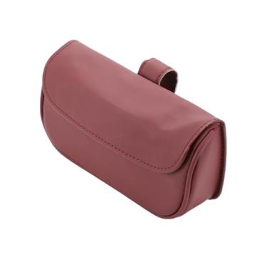 Imagem de INFINAUTO Estojo de armazenamento de clipe de óculos, clipe de óculos de sol, suporte de óculos, acessórios universais para SUV, caminhão, van, couro sintético, vinho, 1 peça