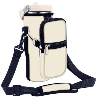 Imagem de icolor Bolsa de transporte para Stanley Flip Straw Tumbler de 590 ml Stanley IceFlow, suporte para garrafa de água com alça de ombro, bolsa tiracolo de neoprene, bolsa tiracolo Stanley IceFlow com