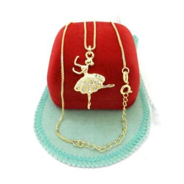 Imagem de Corrente Feminina 40/45cm 1mm Bailarina Folheado Ouro 18k CR884 - WNBI