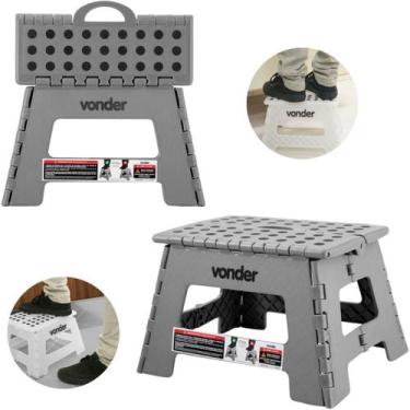 Imagem de Banqueta De Plástico Dobrável Vonder 220mm 150kg Cinza