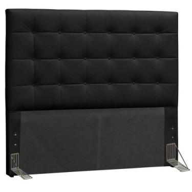 Imagem de Cabeceira Box Casal Paris 1,40m Suede Preto - MD Poltronas