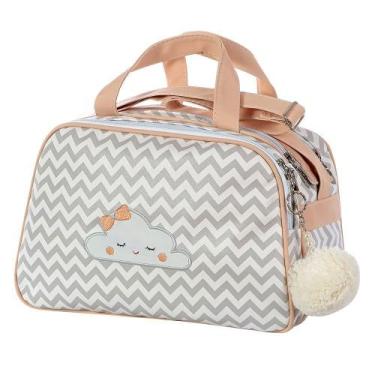 Imagem de Bolsa Maternidade Nuvem Chevron Cinza e Rosê M - Talismã