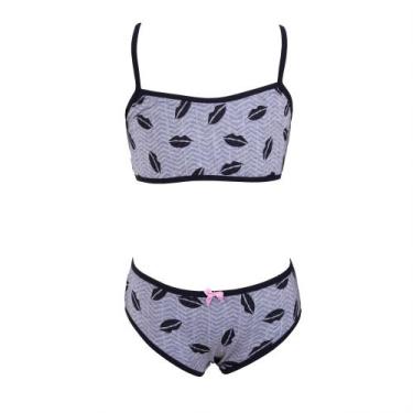Imagem de Conjunto de Lingerie Infantil Menina Moça sem Bojo Estampado - Kit Man