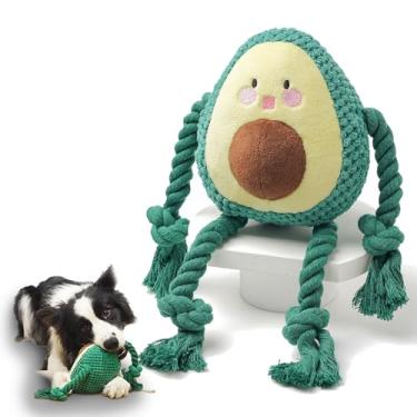 Imagem de MooGlamor Brinquedos de mastigar para cães de estimação, brinquedos macios interativos para filhotes de cachorro, abacaxi, veludo, brinquedo para mastigar em forma de abacate para manter o cão ocupado