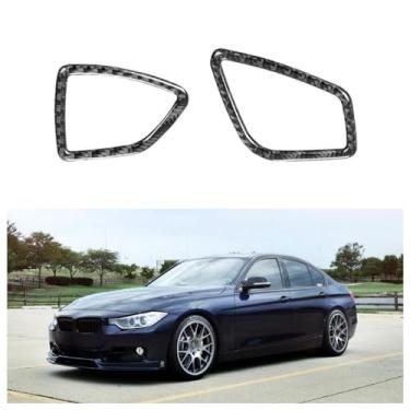 Imagem de IKUESM Compatível com BMW Série 3 GT F30 F34 2013-2018 Acessórios Fibra de carbono Painel do carro Ar condicionado Descongelamento Ventilação Guarnição Adesivo da moldura(Left-hand drive BLACK B)