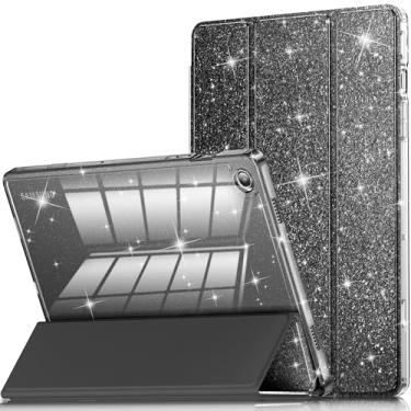 Imagem de INFILAND Capa para Galaxy Tab A9 Plus 5G, capa de couro com glitter com parte traseira transparente brilhante para Samsung Galaxy Tab A9+/A9 Plus modelo 2023 de 11 polegadas (SM-X210/X216/X218)