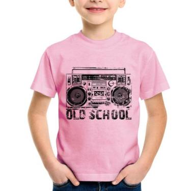 Imagem de Camiseta Infantil Old School Boombox - Foca na Moda, Rosa bebê, 8