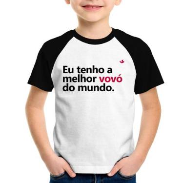 Imagem de Camiseta Raglan Infantil Eu tenho a melhor vovó do mundo - Foca na Mod