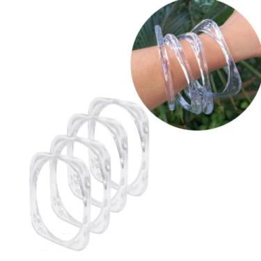 Imagem de Kit 4 Bracelete Feminino Transparente Pulseira Moda - JFL.Acessórios