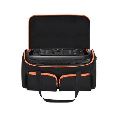 Imagem de Hzycwgone PartyBox Estojo de viagem para transporte, bolsa de armazenamento, acessórios de capa robusta para JBL PartyBox Alto-falante portátil essencial de festa e microfones sem fio, preto laranja