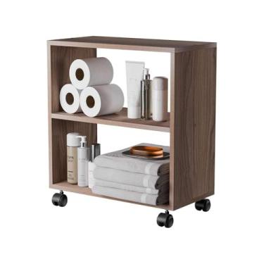 Imagem de Gabinete Organizador para Banheiro com Rodinhas 50cm Nogal
