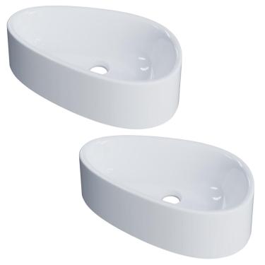 Imagem de Kit 02 Cubas de Apoio Gota Para Banheiro Lavabo C01 BG43W Branco - Lyam