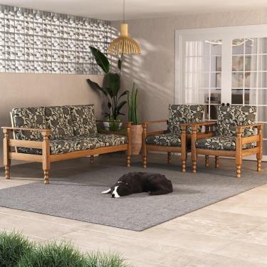 Imagem de Jogo Sofá 3Lug E 2 Poltronas Liz Cr7001. T64 Imbuia/Floral