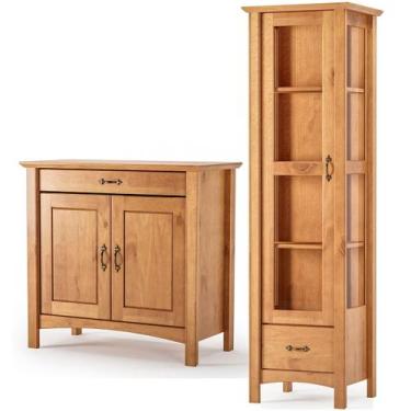 Imagem de Buffet Aparador 2 Portas 93 cm e Cristaleira 1 Porta Madeira Maciça Be