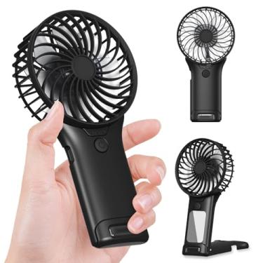 Imagem de GEHEN Ventilador de bolso portátil, recarregável por USB, mini ventilador com espelho, vento de 4 marchas, até 15 horas, ventilador de mão com resfriamento potente para viagens/verão/concertos/cílios,
