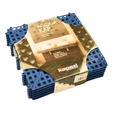 Imagem de Tapete Para Banheiro Piso Antiderrapante Piscina Sauna 6 Pçs (Azul)